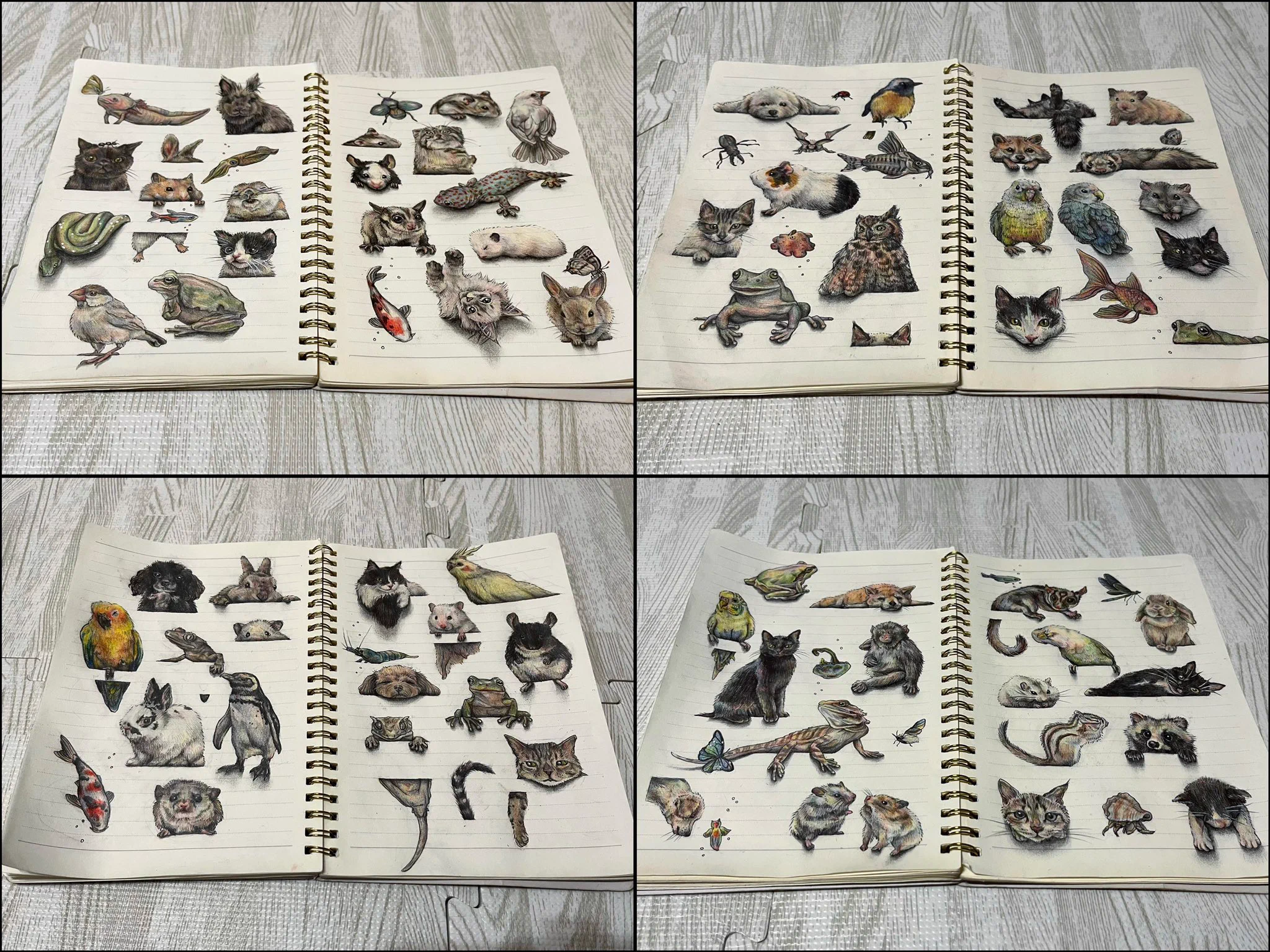 1RTにつき罫線で遊ぶ小動物を1匹描く企画。22000匹を描くことに！
