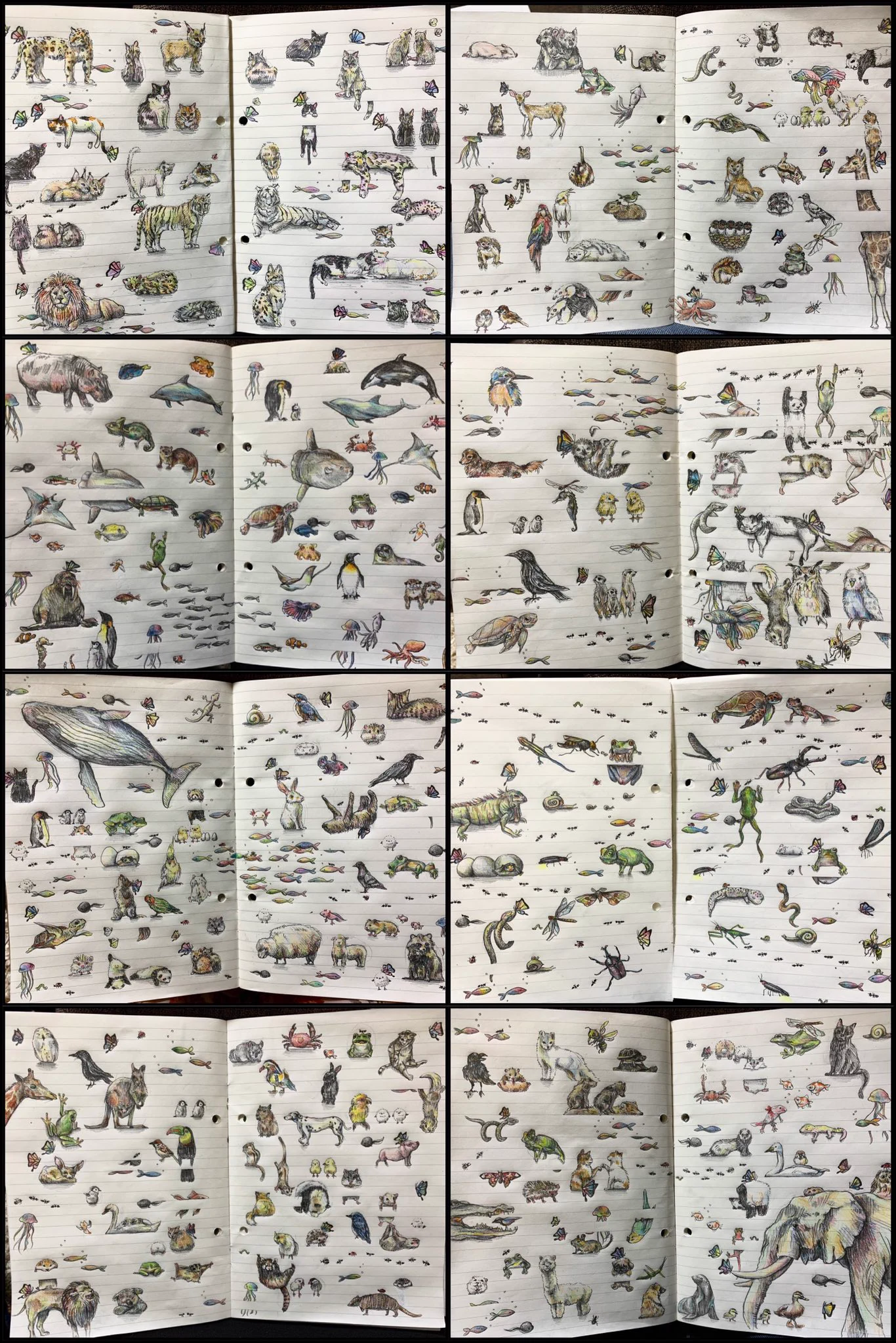 1RTにつき罫線で遊ぶ小動物を1匹描く企画。22000匹を描くことに！