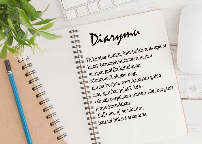 Di lembar hatiku, kau boleh tulis apa sj
kata2 berserakan,catatan harian sampai graffiti kehidupan

Mencoret2 sketsa pagi,taman berjuta warna,malam gulita atau gambar jejak2 kita sbuah perjalanan musim silih berganti tanpa kesudahan

Tulis apa sj sesukamu, hati ini buku hariaanmu
