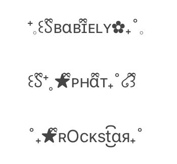 ชื่อในเกมก็รับทำนะค้าบ <3 ตัวอย่างประมาณนี้ ชื่อละ 3฿ ๆ ๆ ๆ 😛