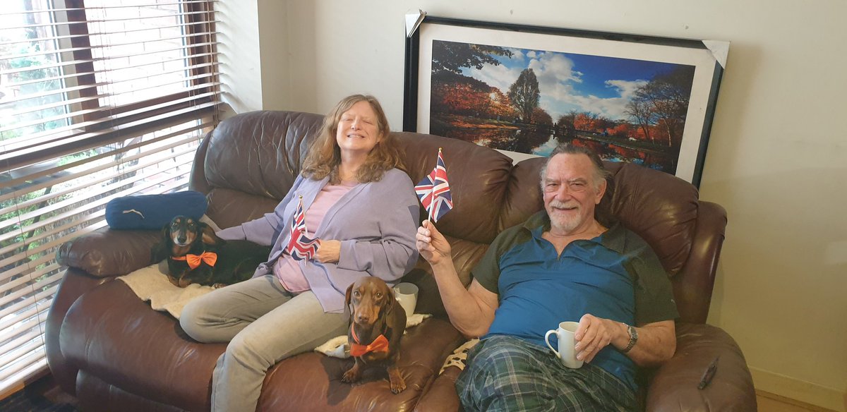 BScotTanner's tweet photo. @denverpost Donna and Jerry Bucholz from Evergreen, Colorado watching the #Coronationโฏโฏโฏ of #KingCharlesIII from Dublin, Ireland. Jerry's #UlsterScot family in #NorthernIreland, the Cunningham clan once sat on the King of #Scotland 's Privy Council. #CoronationWeekend https://t.co/W2sVAibGne