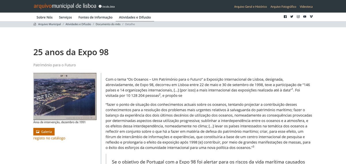 O documento em destaque este mês pelo @ArquivoLisboa é uma fotografia aérea da área onde iria ser feita a intervenção da Expo 98. #Expo98 #25anos

arquivomunicipal.lisboa.pt/atividades-e-d…