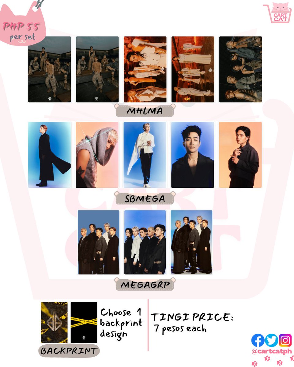 cartcatph's tweet photo. Meow meow! Another budols available here!

Get your #PAGTATAG photocard set (5 pcs) for 55 PESOS ONLY ⚠️ 

To order, DM us the code of your set and your chosen back print. You can also choose between glossy or matte quality.

Example: MHLMA + Backprint 1 + Matte https://t.co/rWBIUUJU5H