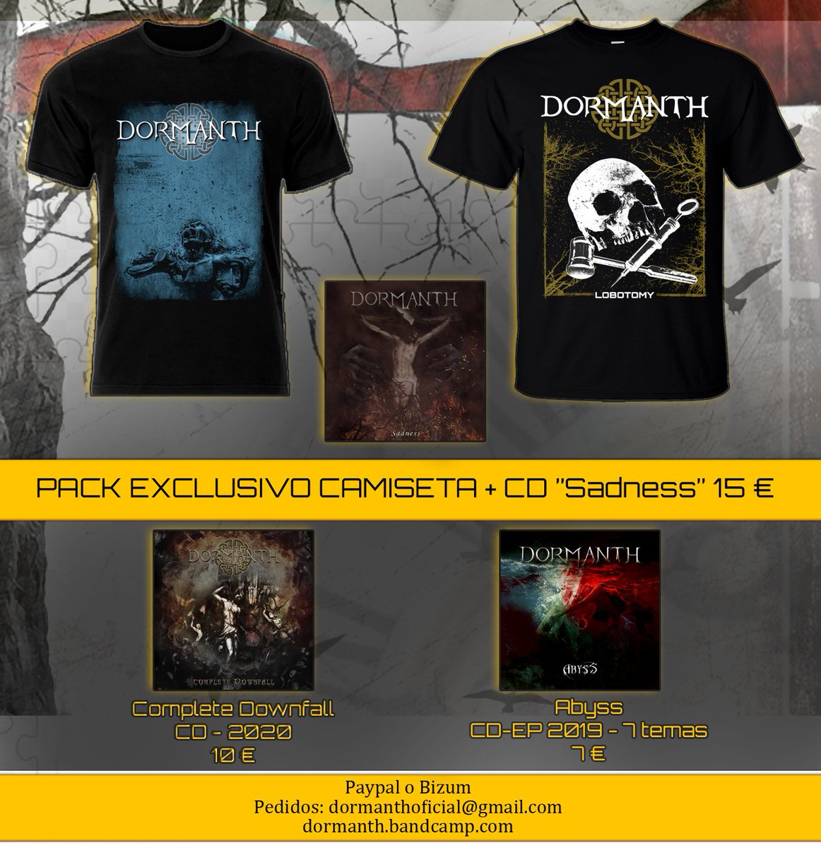 Material que tenemos a la venta.
Pagos: Paypal o Bizum
Pedidos: dormanthoficial@gmail.com
dormanth.bandcamp.com
Gastos de envío incluidos!!!