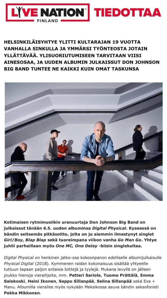 fathermetro's tweet photo. Hyvää 1-vuotissyntymäpäivää, #DigitalPhysical -albumi sekä sen julkaisutiedotteen otsikko!
@donjohnsonbband @LiveNationFI @felixzenger https://t.co/fN1rcK6fWd