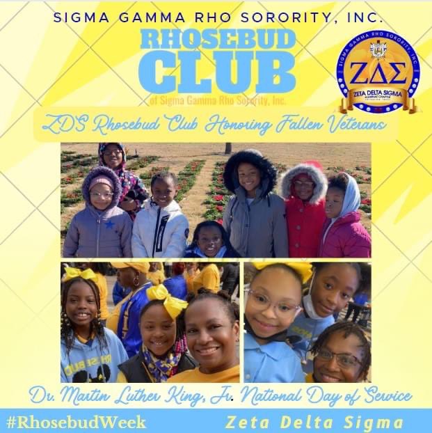ZDSArlington's tweet photo. Day 6:
ZDS Rhosebud Club serves in the community.
1. Wreaths at the Veterans Memorial Cemetery
2. Marching in celebration of Dr. Martin Luther King, Jr Day Parade
3. Sigma Gamma Rho National Day of Service
#RhosebudCommunityService
#RhosebudWeek
#zdsrhosebudclub
#ZDStheBest https://t.co/B4D5rukhEa