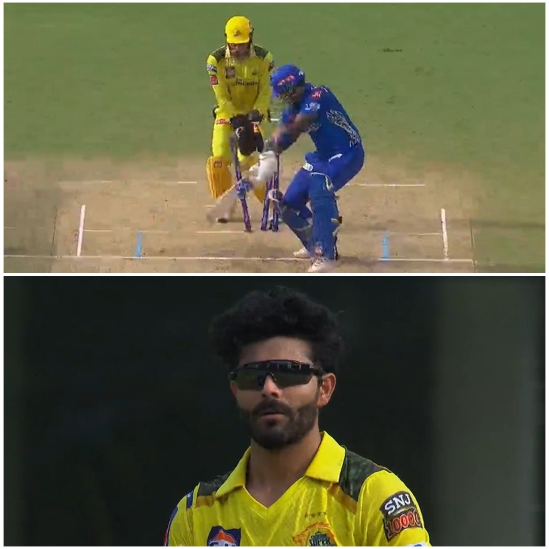 cricketnmore's tweet photo. Ravindra Jadeja Cleans Up SKY! 🔥
Live #CSKMI Score @ https://t.co/uq7IeaG32p https://t.co/ULhGp95vH8