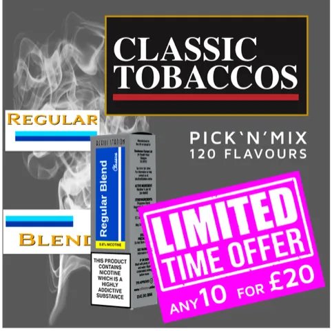 RefillStationUK's tweet photo. Satisfy your nicotine craving and give you all the taste of your favourite cigarette, with one of our 14 Classic Tobacco flavoured e-liquids!
  
Head to our store to find your favourite, and finally kick your habit for good. 
https://t.co/PTt9QgR7BV https://t.co/kNbse2QYu4