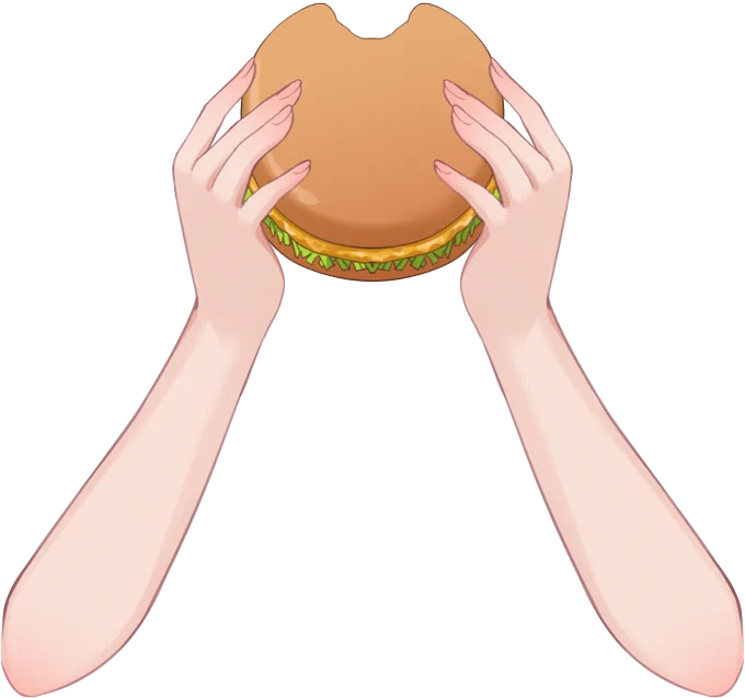 今日のサムネで使ったバーガー&おてて、新規で描いたので素材としてどうぞ!! みんなでバーガーレビューしよ! (報告等要らないです。配布についての記載がない他のイラストなどは使用しないでね!)