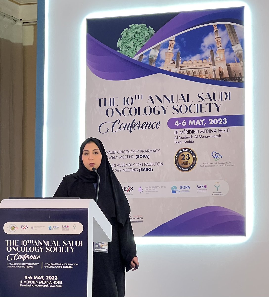 SOPS_SA's tweet photo. Now, Dr. Bohour Abdulmajeed is presenting “Beyond the bloodline: Understanding and managing hematological toxicities”

#4thSOPA 
#10thSOS https://t.co/rrG9Jt4Ukg