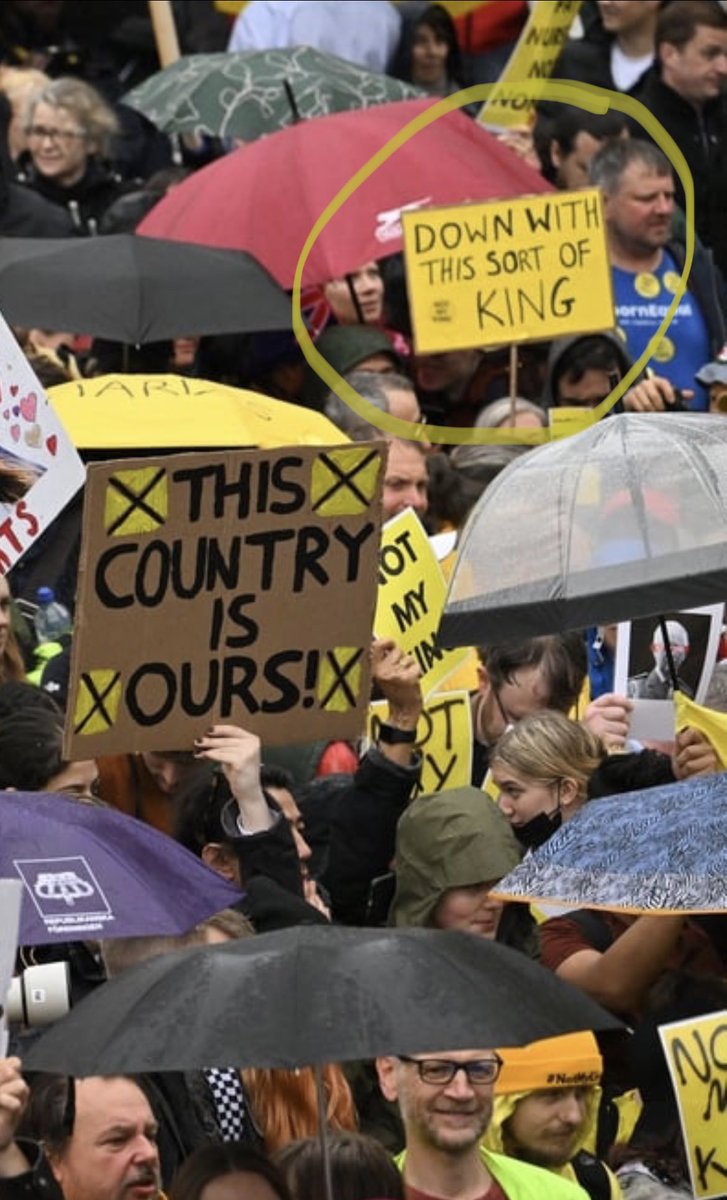One anti-monarchy protestor in London this morning clearly a fan of a classic Father Ted episode