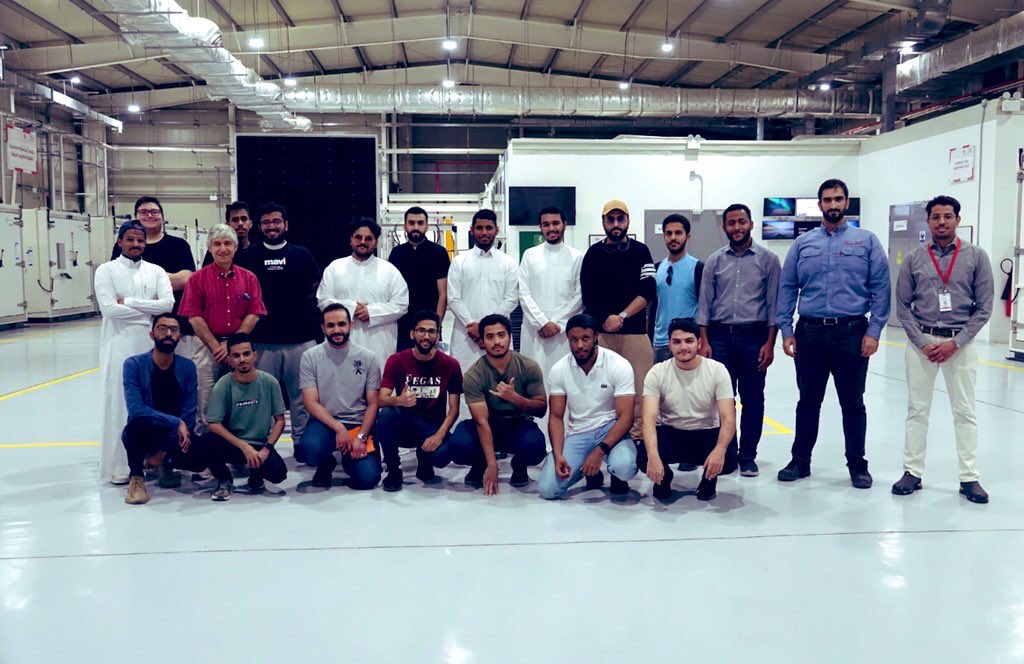 GCCELAB's tweet photo. As part of the company’s strategy to cooperate with universities and to enrich academic programs with practical applications; #GCC_Lab Renewable Lab hosted a group of @KFUPM students from
the Electrical Engineering Dept.
During the visit, students learned about the different technologies and physical specification of solar panels & received basic knowledge about testing to ensure safety, efficiency and quality to qualify solar systems for reliable performance that suits the climatic conditions in the Kingdom and Gulf Countries.