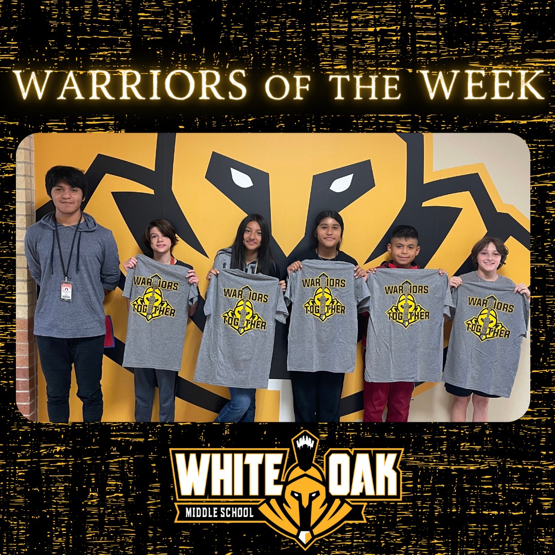 WhiteOak_MS's tweet photo. Way to go, Warriors! Your teachers are proud of you! 

#woms_warriors #warriorsrise #warriorssucceed #warriorsoftheweek#ncisd #whiteoakwarriors https://t.co/4eiSUsCBgl