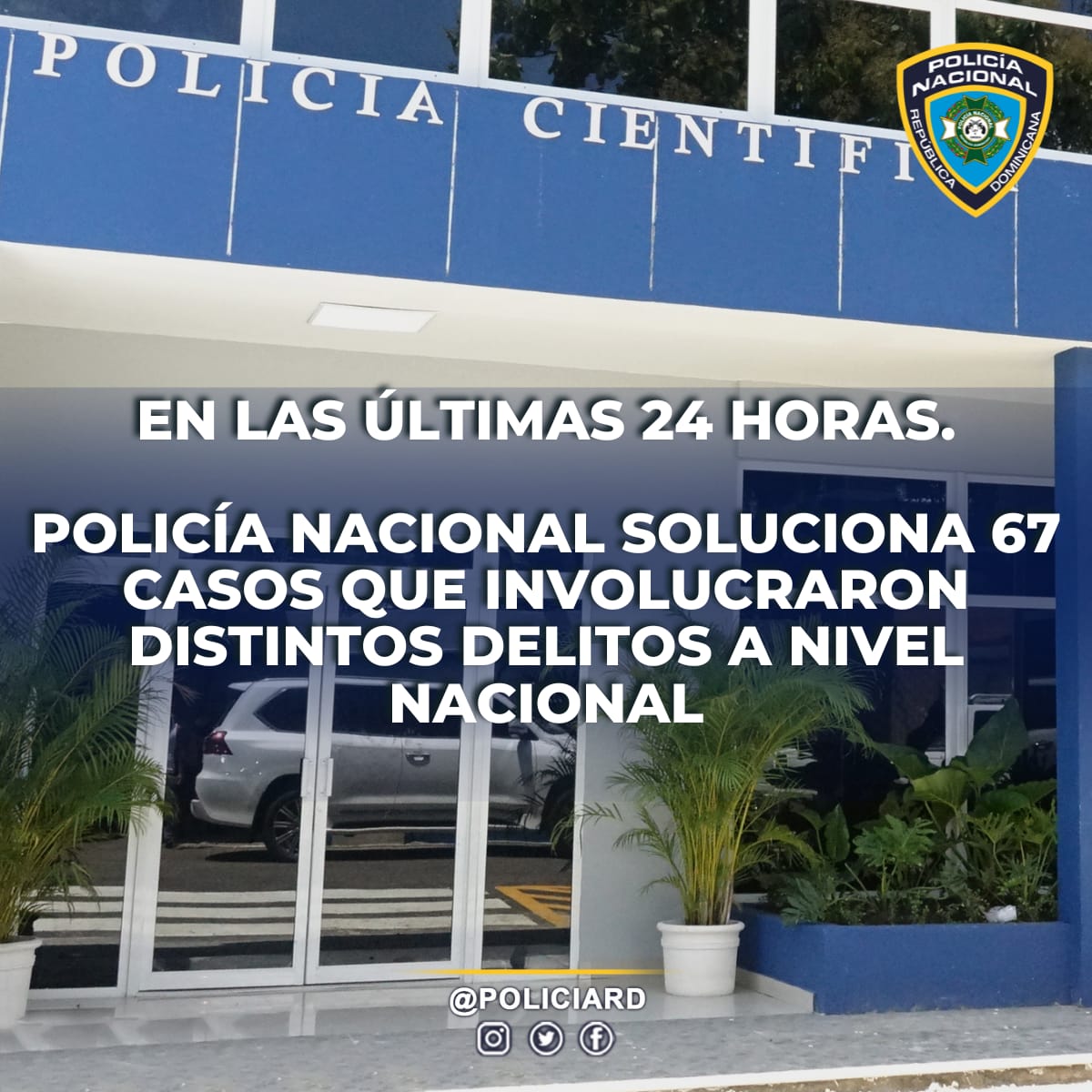 pesqueiradiego's tweet photo. Buenos días mi gente. Feliz y bendecido sábado para todos. Agentes PN, adscritos  a la #Dicrim resolvieron 67 casos en las últimas 24 horas que implicaban robos en propiedades, agresiones físicas, atracos, porte ilegal de armas de fuego, entre otros registrados a nivel nacional. https://t.co/y2r8xJdVFu