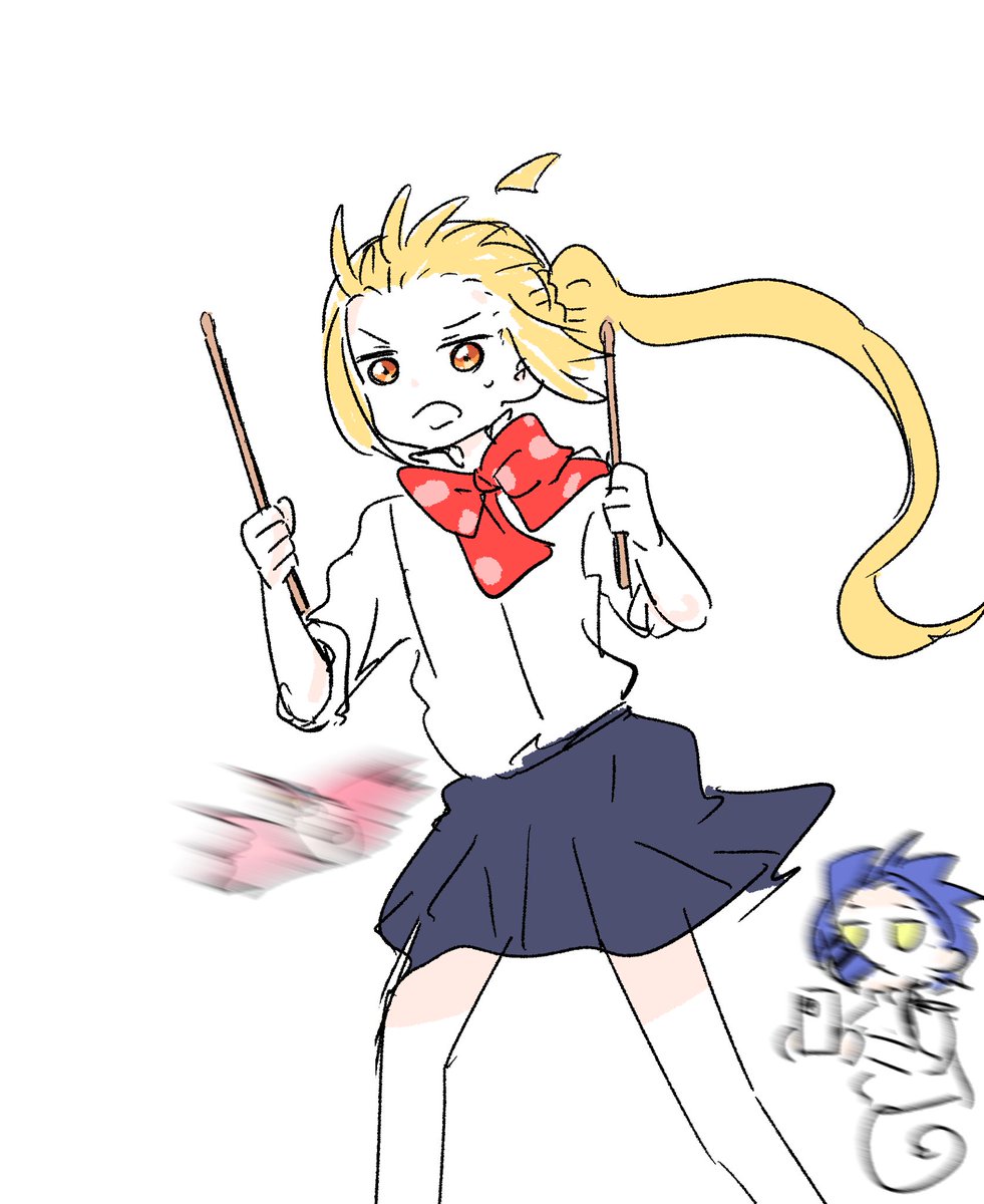 ijichi nijika skirt blonde hair drumsticks long hair school uniform side ponytail bow  illustration images