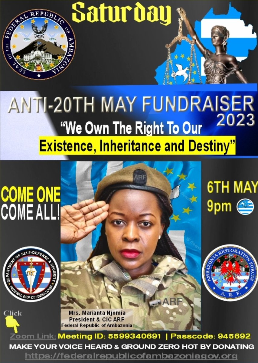 MariantaNjomia's tweet photo. 💙🤍💙Dear Ambazonians, warm greetings to you all. Please join us at 9pm Amba Time for this important fundraising event. ARF &amp; civilian expectations are high. Inform/remind others to join you there. Come for Ambazonia's sake. Thank you in advance. 🙏🏽💙🤍💙 #Freedom #Independence https://t.co/Fof1bn9kgW