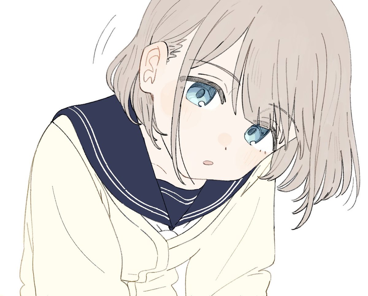 serizawa asahi 1girl solo blue eyes white background school uniform simple background sailor collar  illustration images