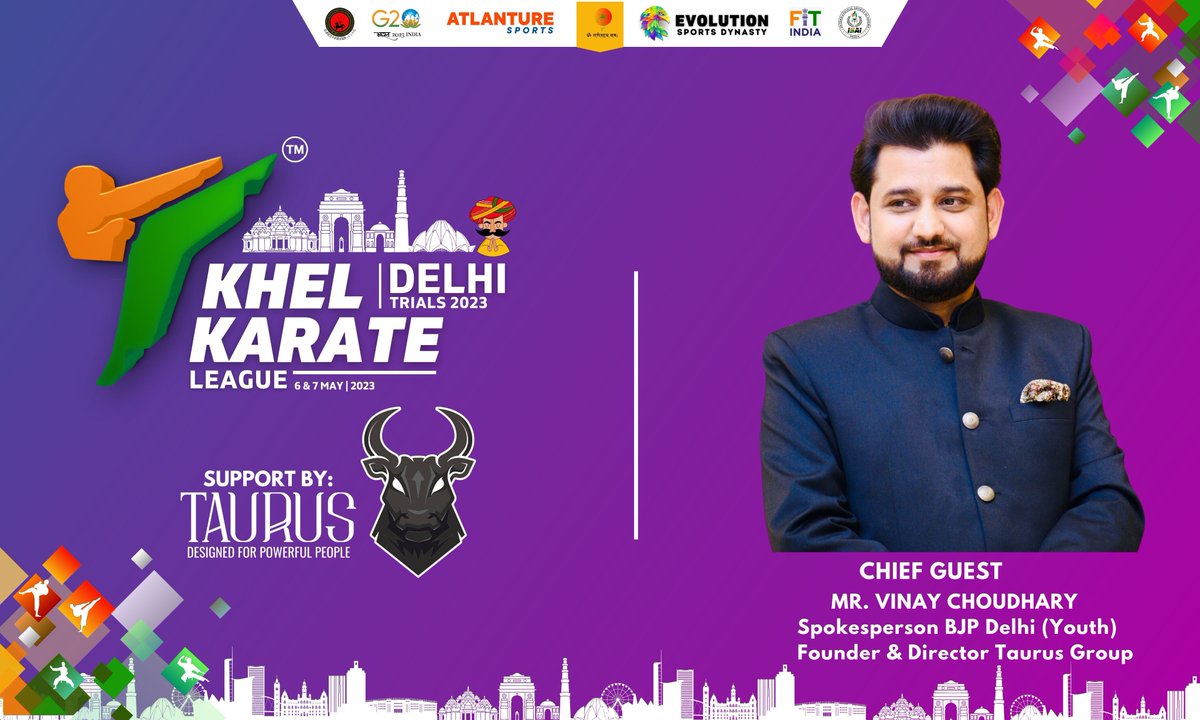 KhelKarate's tweet photo. It is an honor to have Shri Vinay Chaudhary our esteemed guest for the day.
Shri Vinay Chaudhary is a renowned businessman &amp; BJP spokesperson Delhi youth. Founder &amp; Director of Taurus Group. @vinaybjpvoice #khelkarateleagu 
 Support by @shopwithtaurus 
 #khelokarate #khelkarate https://t.co/LYxBkaNvgQ