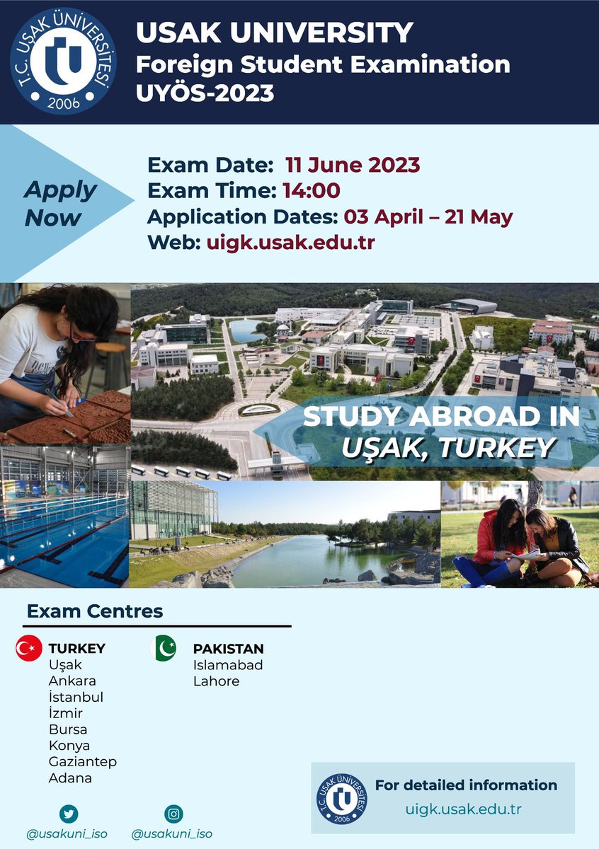 universiteusak's tweet photo. Join our diverse student community! The UYOS exam for international students will be held in both English and Turkish in several locations across Turkey and Pakistan. Learn more at https://t.co/R9kBNiSaI4 #UYOS #internationalstudents #studyinturkey https://t.co/jsWdyZTvr6