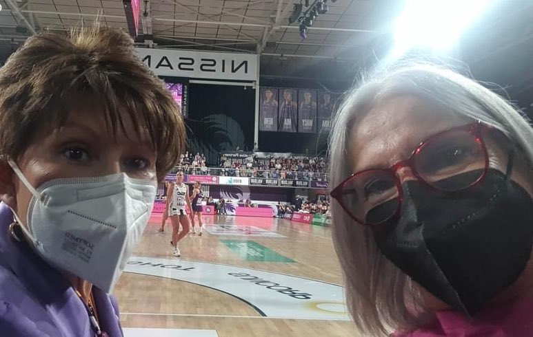 BronFredericks's tweet photo. Thoroughly enjoyed the @FirebirdsQld vs @collingwoodsn game &amp; sharing it with Susan Beetson @sooJeeBee &amp; @LeeoneeThompson, two deadly &amp; dynamic women. Thank you @NetQLD for hosting another superb netball event! 💜 #PurpleFamily #IAmFirebird #ShowUpAsOne #WingsOfFire🔥🐦💜 https://t.co/DQn204YqTm