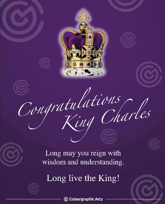 cga_print's tweet photo. Sending our congratulations and best wishes to His Majesty King Charles III and The Queen Consort on their #Coronation 
#CoronationWeekend 
#CoronationDay 
May those celebrating have an enjoyable weekend. https://t.co/N7ZTIj0HZt