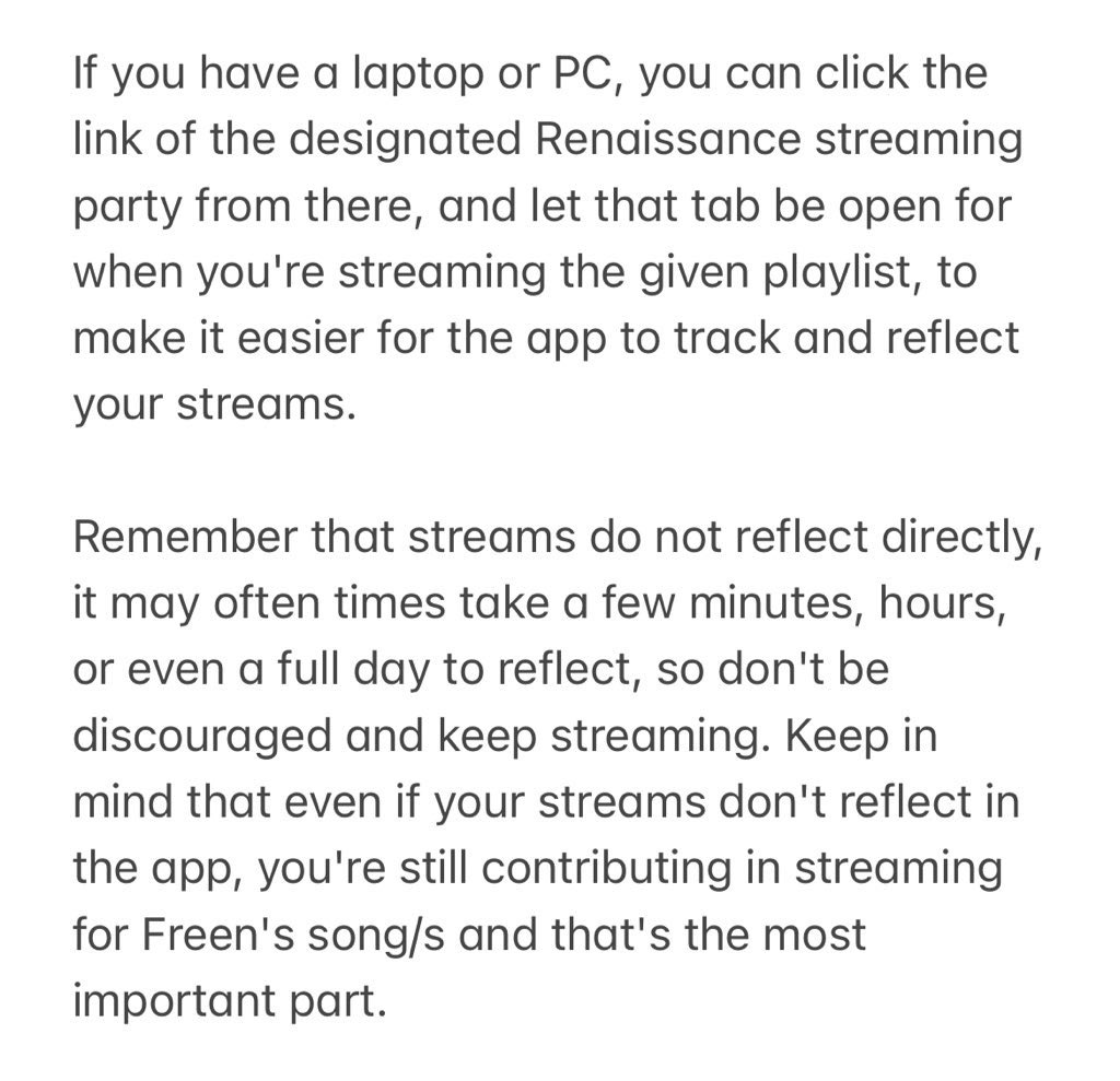 freendomain's tweet photo. [ 🚨 RENAISSANCE STREAMS NOT REFLECTING NOTICE ] 

Hopefully this helps some of you who are having trouble due to the app not reflecting your streams. Happy streaming, everyone! 

JOIN 🔗 https://t.co/v3Or3XbCk1

#srchafreen #WhisperWithFreenWeek1 https://t.co/hNe0QViCNP