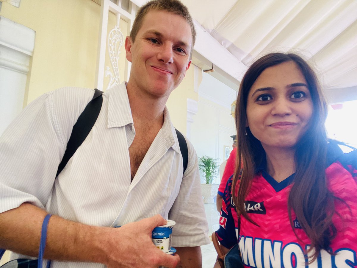 Sheffalee's tweet photo. This moment 🩷 proves that manifesting something from heart works! When universe planned and fulfilled my wish to meet #AdamZampa https://t.co/WkNcvJgVRn