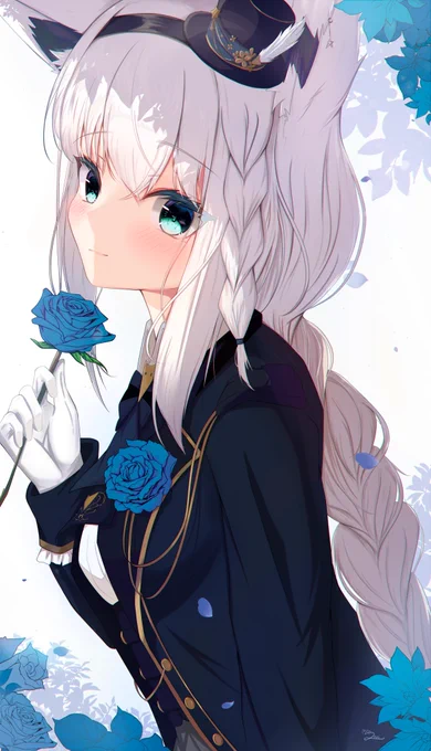 青薔薇とフブキちゃん #絵フブキ