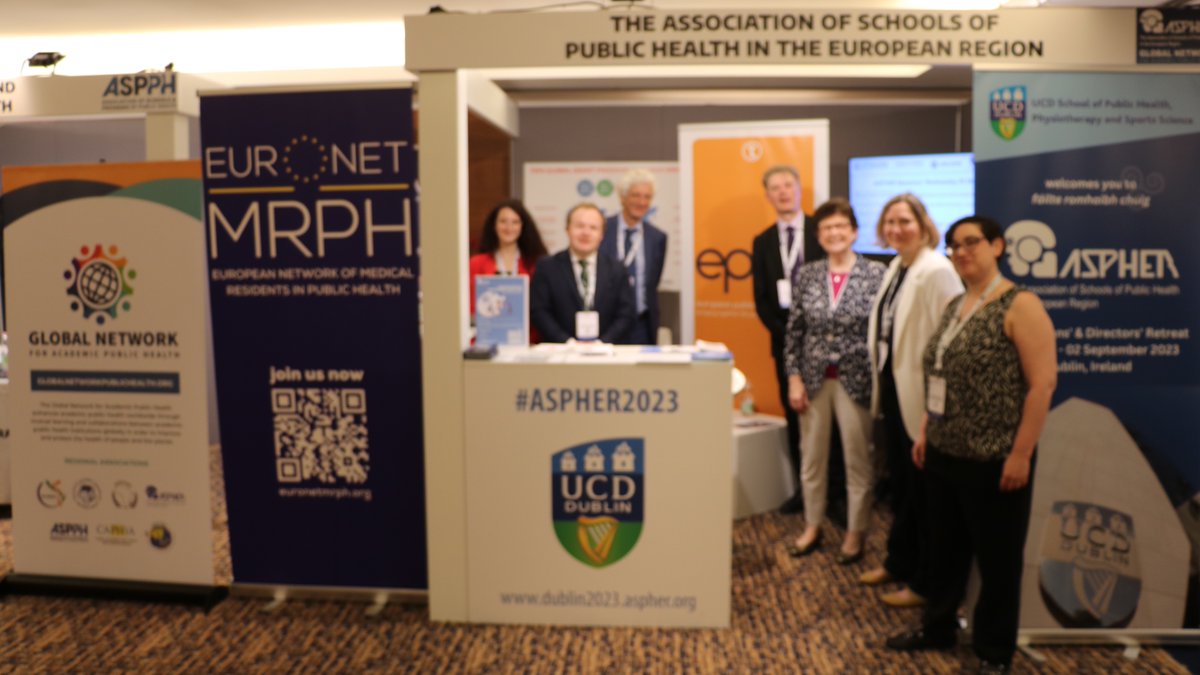 ASPHERoffice's tweet photo. It was wonderful to see #ASPHER stand serving as a buzzing hub of true collaborative spirit during #WCPH2023 — hosting @EuroNetMRPH and @EPHA_EU and @ucd_sphpss #ASPHER2023 organisers. With @ASPPHtweets, #GlobalNetworkAcademicPH, #TIPHglobal partners representing next-door! https://t.co/jOeay9t940