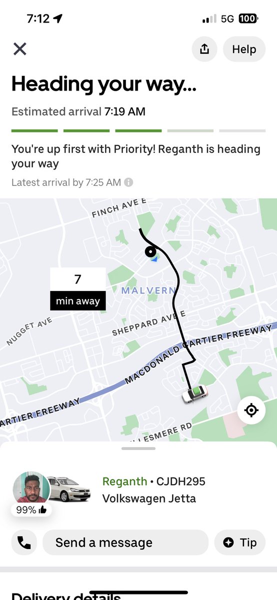 greysniper's tweet photo. #UberEats Yo, come get your boi. Why you guys hire ppl that go anywhere but the priority destination? Mans was on Sheppard and wasted 18 minutes of my life taking a detour. Got my food way late cus people out here playing games. I got work, too. https://t.co/QZeXNZzgxr