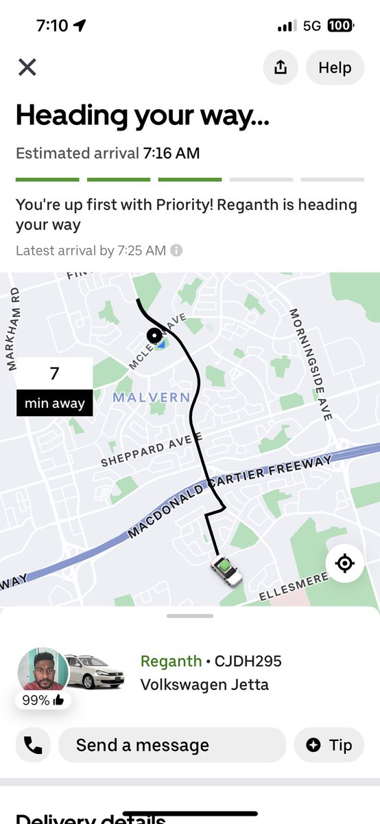 greysniper's tweet photo. #UberEats Yo, come get your boi. Why you guys hire ppl that go anywhere but the priority destination? Mans was on Sheppard and wasted 18 minutes of my life taking a detour. Got my food way late cus people out here playing games. I got work, too. https://t.co/QZeXNZzgxr
