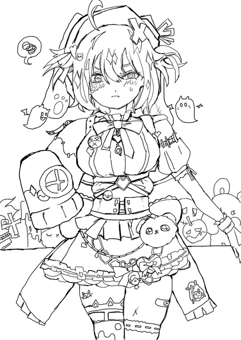 #オリキャラ線画交流会 下絵です。
