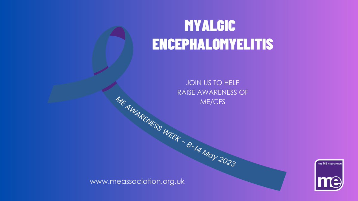It's ME Awareness Week 2023! (8th -14th May)

Please join us as we raise awareness of #MyalgicEncephalomyelitis / Encephalopathy also referred to as #ChronicFatigueSyndrome

Thank you!

#pwME #MECFS #MyalgicE  #MEAwareness #MEAwarenessWeek #MEAW2023