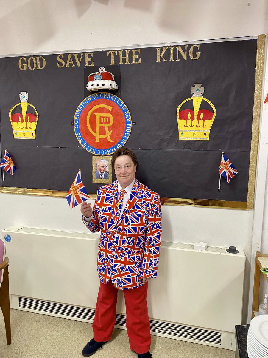 Customers across our services have been getting into full spirits this week for the Coronation of King Charles III, but none other like Doreen at The Mackenney Centre! 🇬🇧👑 

We hope that everyone has a wonderful weekend, however you are celebrating. 

#Coronation #KingCharlesIII