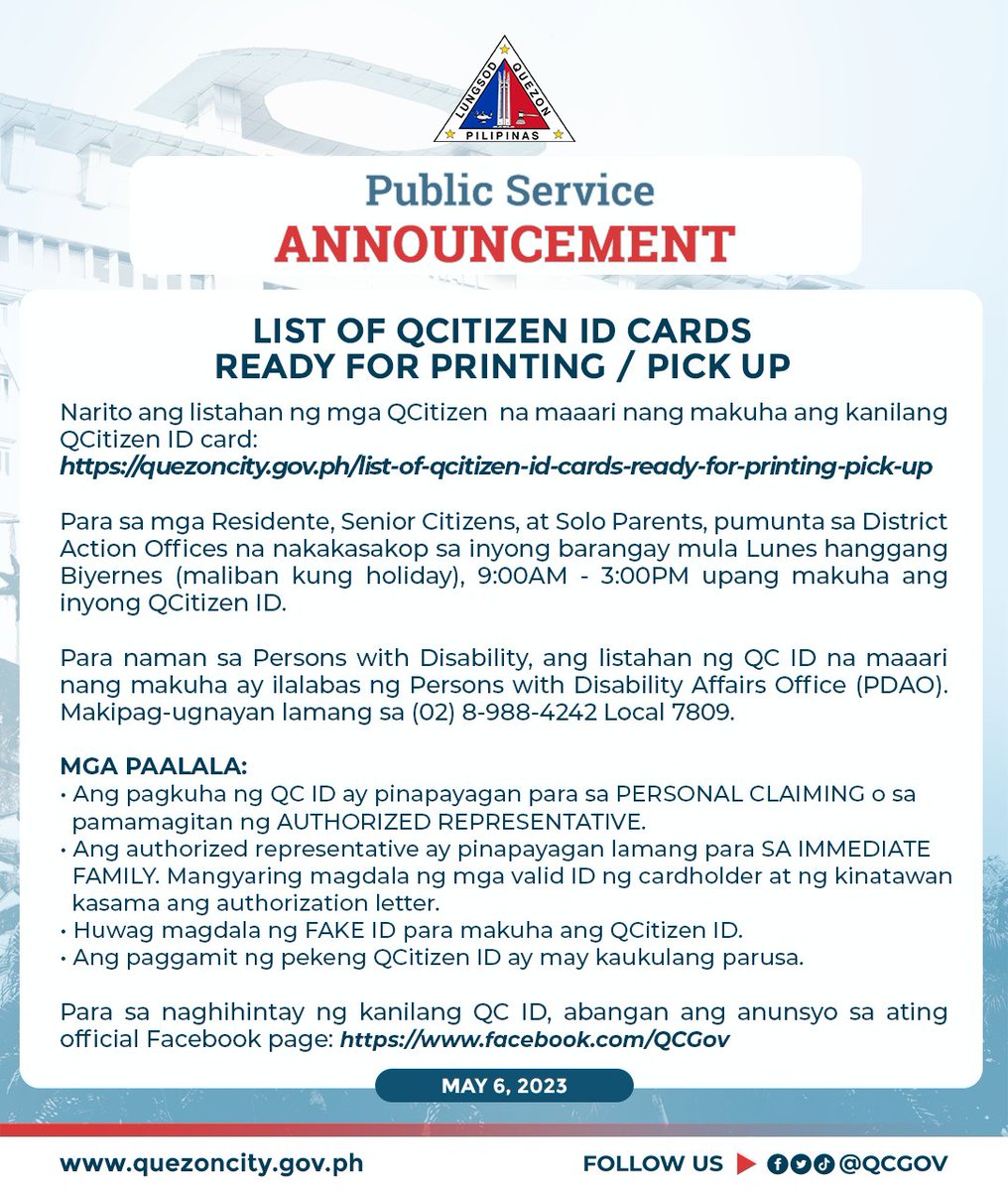 Quezon City Government on Twitter "Narito ang listahan ng mga QCitizen