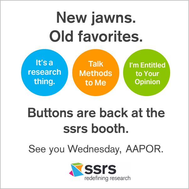 ssrs_research's tweet photo. They're back.

#AAPOR #AAPOR23 https://t.co/S8ZDq8LDX4