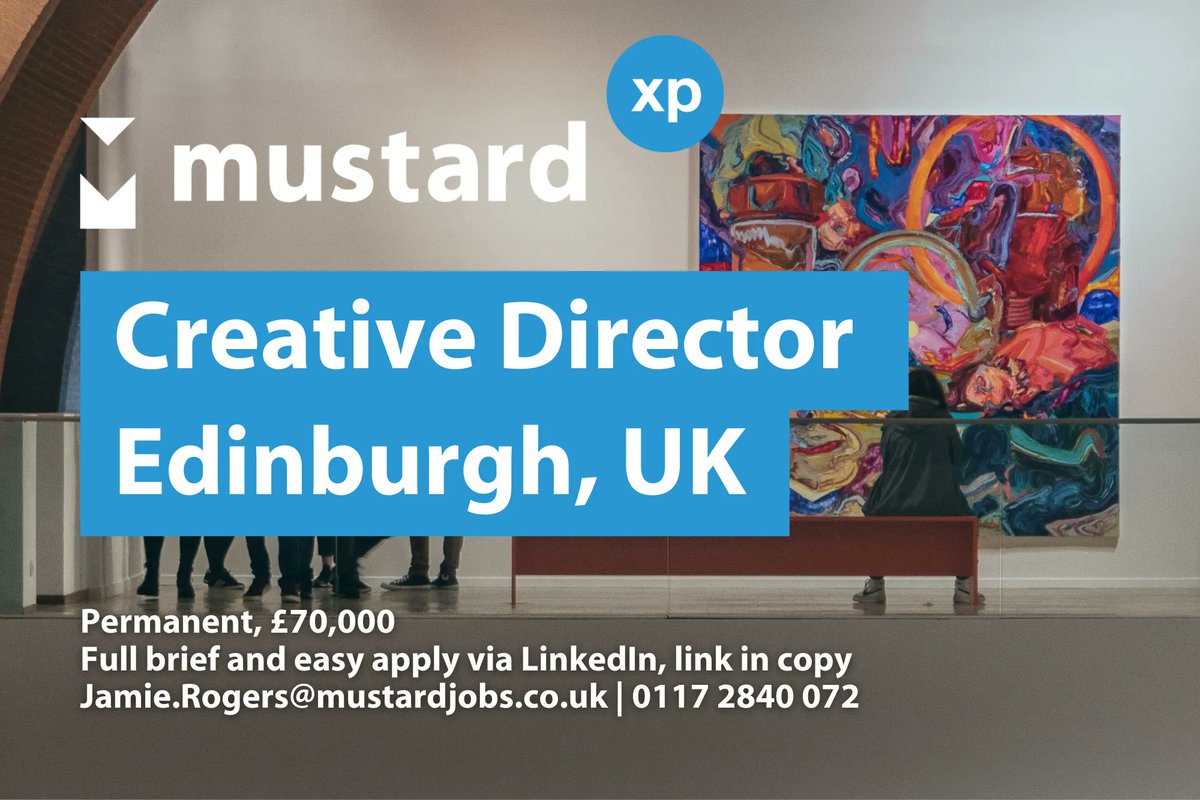 mustardjobs's tweet image. More opportunities:

MD – Connie Noble // #PackagingDesigner // Leeds, UK // buff.ly/3HyJB1e 
FX – Tom Winter // #Visual0EffectsArtist // Woking, UK // buff.ly/3HyJAuc 
XP – Jamie Rogers // #CreativeDirector // London, UK // buff.ly/3Lszzjd 

#Recruitment