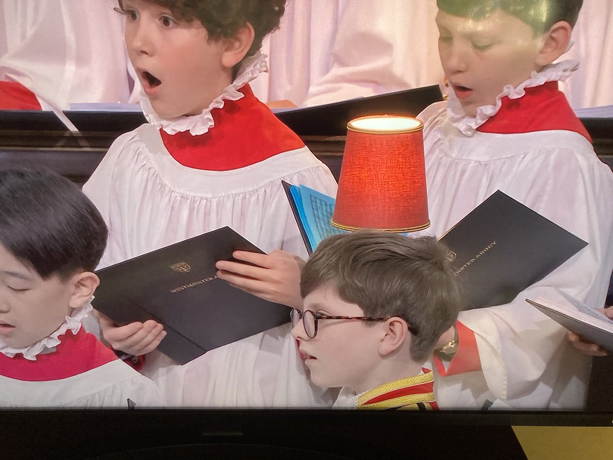 Bold fashion choice from the choirboy who chose to wear a glowing fez. #Coronation