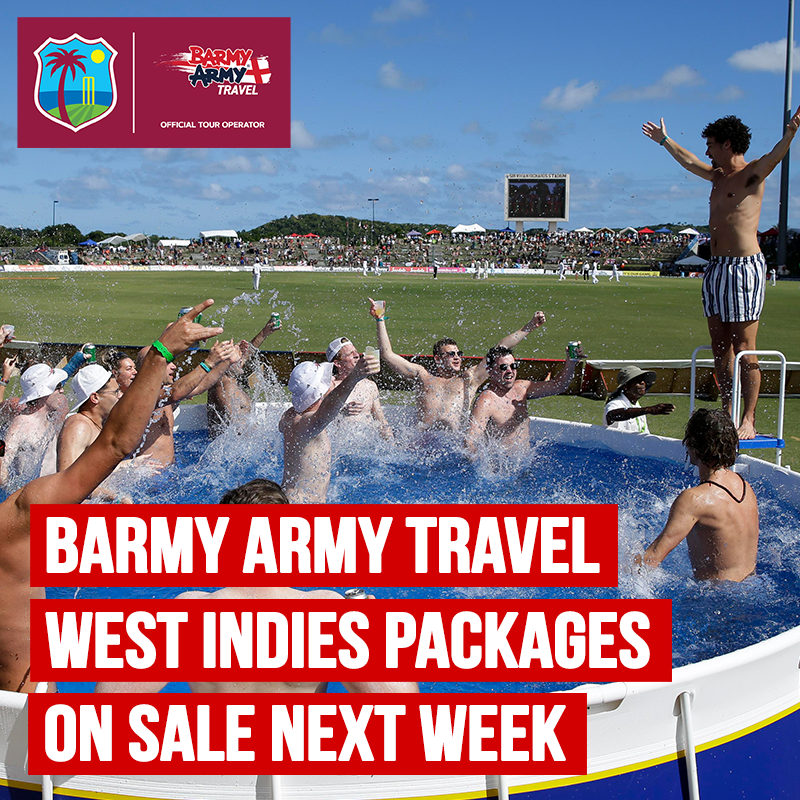 TheBarmyArmy's tweet photo. 🚨 WINDIES PACKAGES ON SALE THIS WEEK 🚨

Be the first to hear and make sure you don't miss out 👇