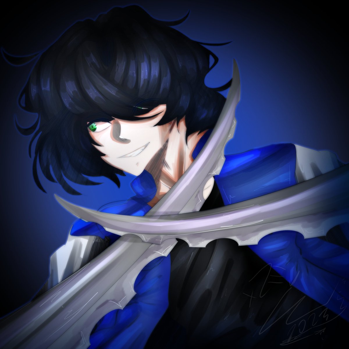 zeusezt's tweet photo. Inosuke ( I gave him a navy blue jacket ) #insuke #DemonSlayer https://t.co/9xoatb0Pfw