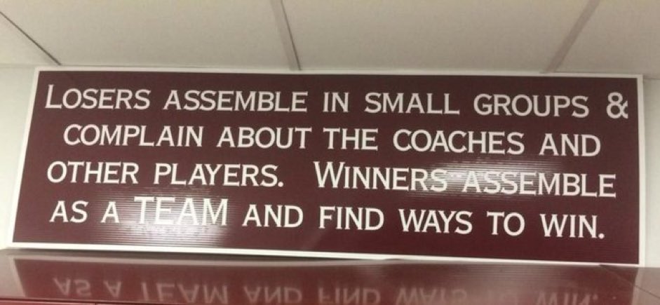 Losers assemble in small groups and complain about the coaches and other players. 

Winners assemble as a team and find ways to win. 

Are you a loser or winner?

#CSTruth