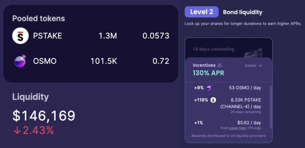 pStakeFinance's tweet photo. $PSTAKE liquidity bootstrapping in line with the proposal passed by the protocol governance is live on @PancakeSwap &amp; @osmosis. 🌊

🥞 https://t.co/7wObS4vj8g

🧪 https://t.co/9Sc3MbGBtc https://t.co/B1FXxqq2OL