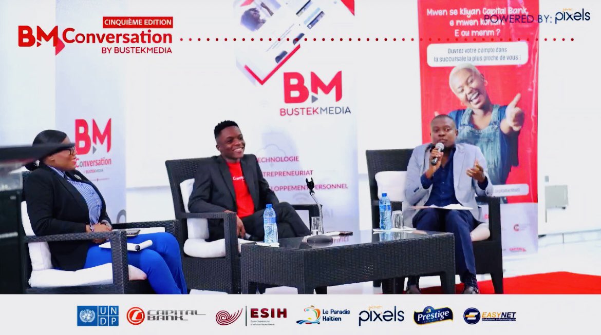 bustekmedia's tweet photo. @bustekmedia a organisé sa 5e #BMConversation le 27 avril 2023 autour du sujet: «Comment l’université peut-elle contribuer au développement de la technologie et de l’entrepreneuriat en Haïti?». Malgré l’insécurité infernale,500+ personnes ont fait le déplacement pour l’événement. https://t.co/gKLKymKCMl