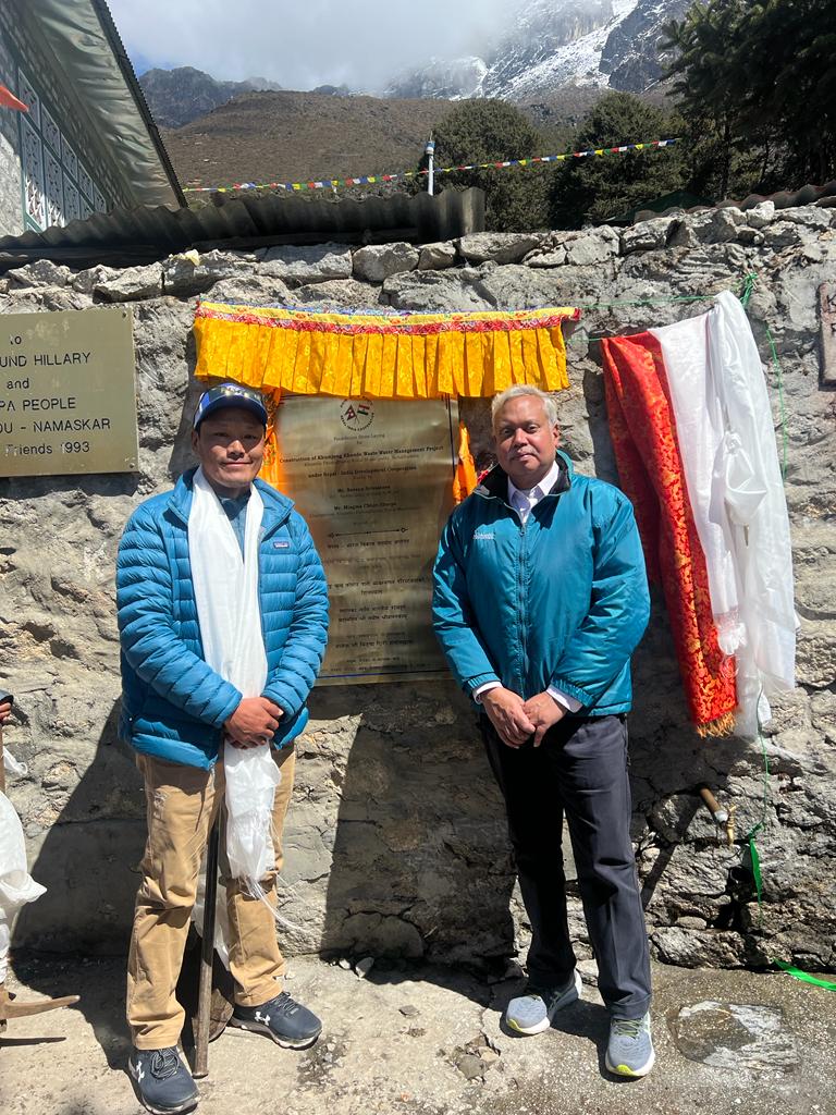 Ambassador of India along with Mr. Mingma Chhiri Sherpa, Chairman of Khumbu Pasanglhamu Rural Municipality, Solukhumbu laid the Foundation Stone for Khumjung Khunde Waste Water Management Project today being built through Indian grant assistance under 🇮🇳🇳🇵#DevelopmentCooperation