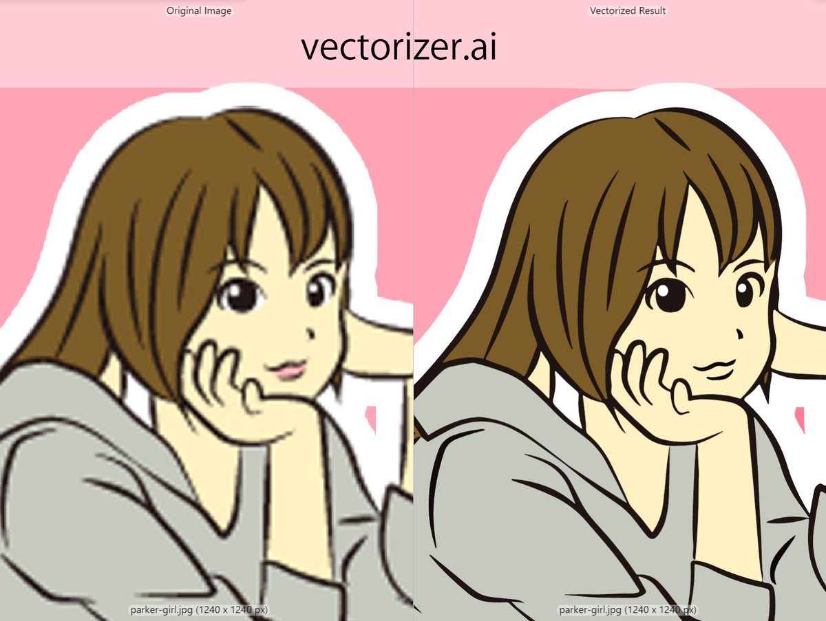 umr_stock's tweet photo. AIがベクター化してくれるサービスがTLにチラホラあがったけど、それもうイラレであるよね?と思ったので比較してみた。
#vectorizerAI は一発でこの出力、しかも無料。
#illustrator の画像トレースでは、どのプリセットも微妙でカスタムしてやっとこの出力。(ver27.5) https://t.co/WfAVLDGeJV