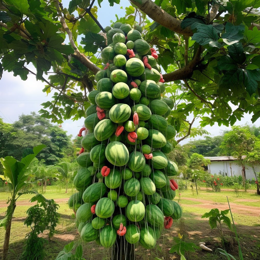 For those who live in the city

This is a watermelon tree

...of course not, this is an AI generated image.

It will be more and more difficult to differenciate reality from fiction.

Truth is at risk.

#ai #midjourney