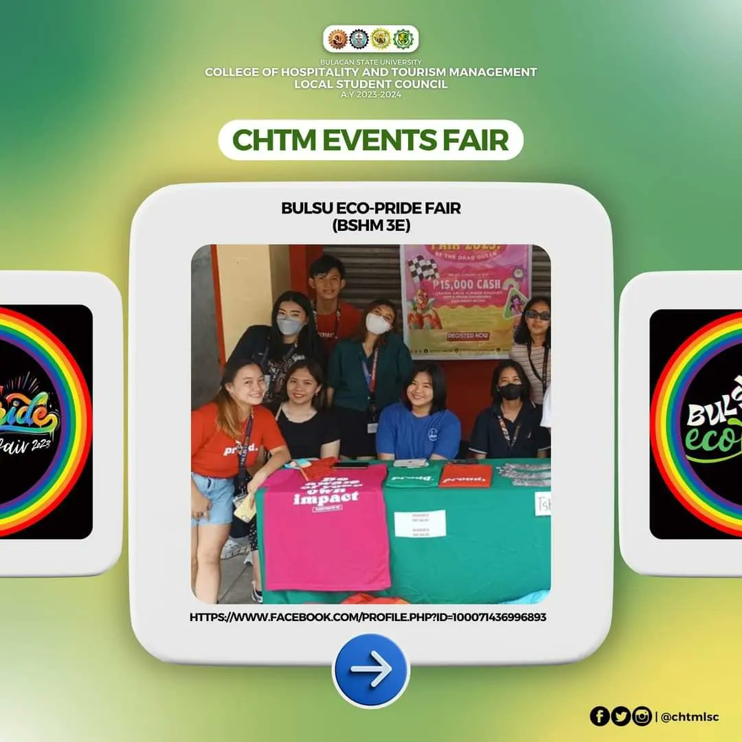 ChtmLsc's tweet photo. 𝗛𝗔𝗣𝗣𝗘𝗡𝗜𝗡𝗚 𝗡𝗢𝗪:

The BSHM 3E's BulSu Eco-Pride Fair ticket selling resumes today located at Lover's Lane near BulSU E-Library. 

Thank you &amp; see you there! 🐯💚
#CHTMLSC2324
#pROARactiveTigers
#CHTMROARforExcellenc https://t.co/0B4LObutRx
