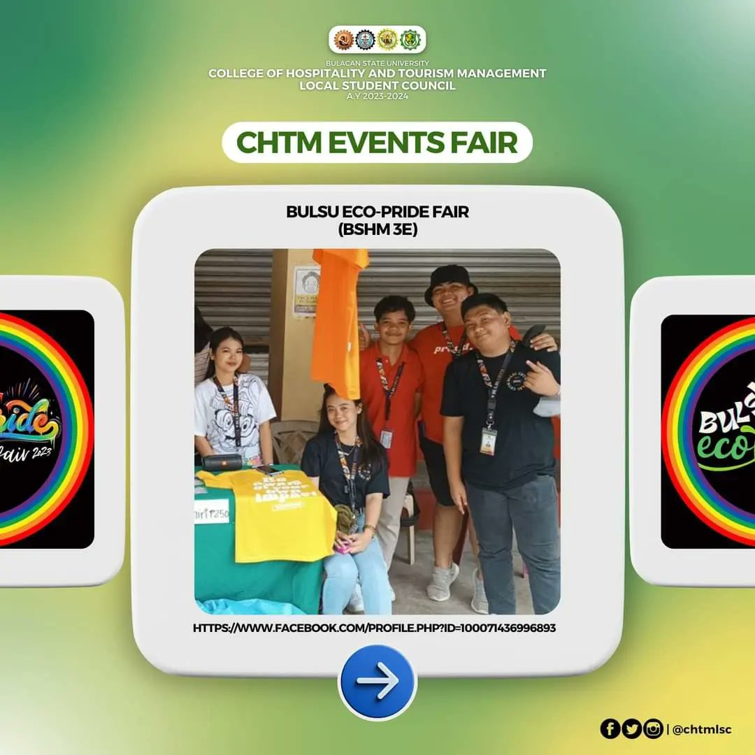 ChtmLsc's tweet photo. 𝗛𝗔𝗣𝗣𝗘𝗡𝗜𝗡𝗚 𝗡𝗢𝗪:

The BSHM 3E's BulSu Eco-Pride Fair ticket selling resumes today located at Lover's Lane near BulSU E-Library. 

Thank you &amp; see you there! 🐯💚
#CHTMLSC2324
#pROARactiveTigers
#CHTMROARforExcellenc https://t.co/0B4LObutRx