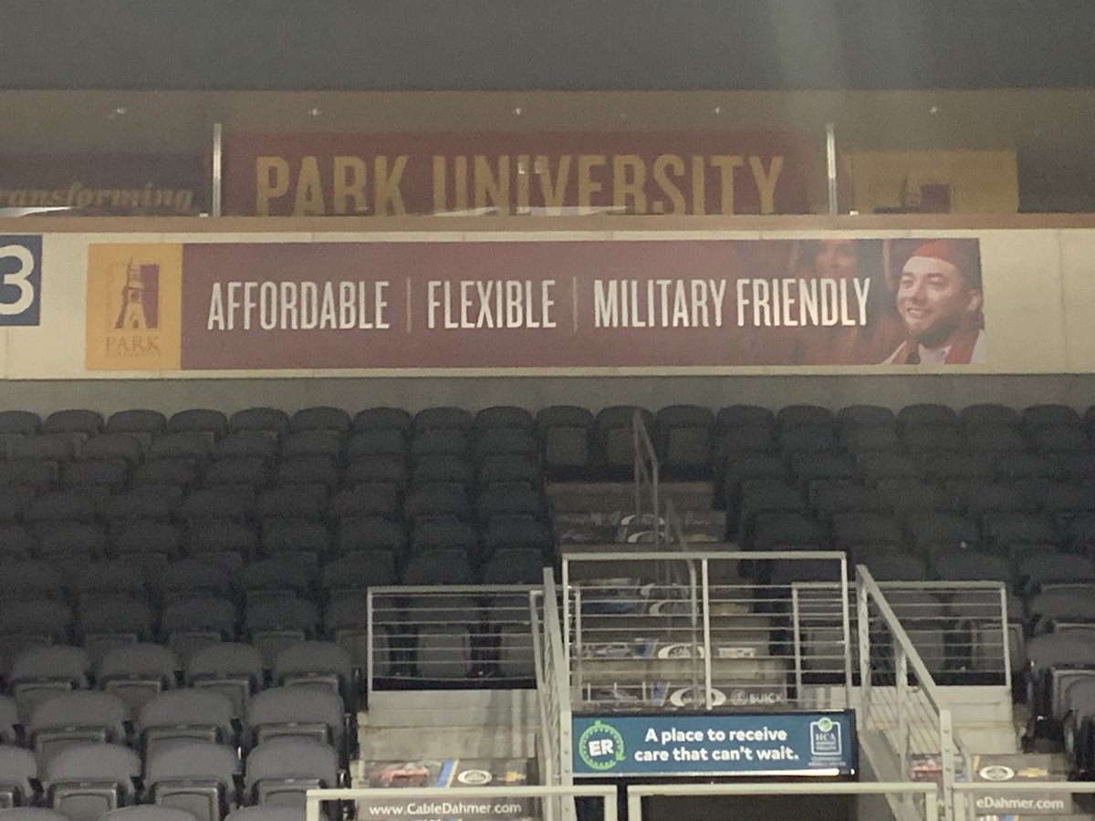erikbergrud's tweet photo. My worlds collide once again! We’re setting up for @ParkUniversity Commencement @CDArenaKC. #parkgrad https://t.co/DR8H9NDXwE