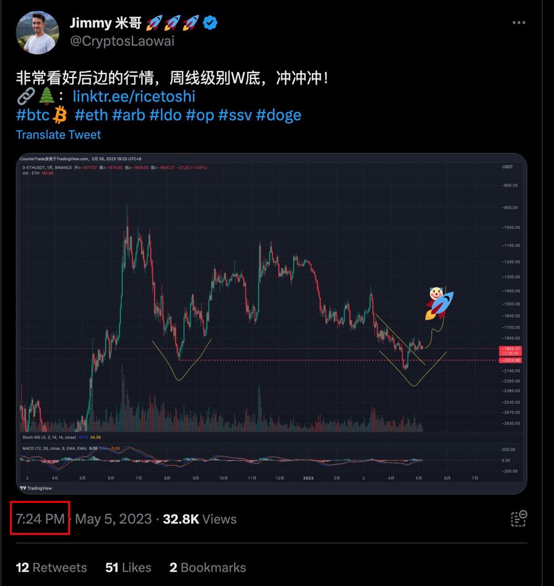 cs_zhaozilong's tweet photo. #诈骗KOL #米狗
一起来看一下收费群月入30万RMB，但交易技术却弱的可怜，靠各种话术和套路来赚钱的KOL的发推套路：

第一张图：米狗在昨天上午10点以太反弹到1900时开始暗示喊空，当然米狗留了一手，给自己留了空间，也就是最高上看1960压力，下看1666，也就是每天都是看300点的震荡行情，这样米狗几乎无敌了，行情怎么走他都是对的；

第二张图：以太在昨天下午4点时站稳1900，如果真的在做交易的话，昨天那个时候是非常能感受到以太已经表现比大饼强势很多了，但米狗根本是从来不做任何实质交易单的，所以米狗很自信的喊诱多，他以为以太会跌下来这样他就可以继续装逼忽悠粉丝进收费群，毕竟1900附近是上波震荡的高点；

第三张图：以太在昨天晚上7点表现非常强势，几乎在1910的位置横盘，此时米狗发觉自己可能要套路失败，于是米狗再次来了一个新的套路，简称套中套，他发了一个文字表示W底看涨的推特，但他的配图实际是K线倒置的图，稍微懂点K线的都明白这种K线倒置的画图方式，米狗实际是继续看空的，但他这么一发，无论涨跌米狗事后都是对的，因为很多韭菜是不知道K线倒置的含义的，如果涨了，这些韭菜就会觉得米狗牛逼；如果跌了，米狗会用小号来解释这个图的真正含义；

这三张图其实就可以看出来米狗是如何每天运营推特的，毕竟每个月仅收费群就有30万的收入，米狗的动力是满满的，我始终无法理解国人中会有这么多智障去信一个从来没有晒过实盘的收费KOL，毕竟做收费群，自己交易技术肯定是要过关的，那收益率也会相对不错，既然如此为何不公开一个实盘呢？

图四是我根据自己的交易体系开的以太空单点位，开单的逻辑就是我每次在推特上分享的那些东西(以太多空比进入到0.8以下，持仓量快速上升)，我就纳闷了，就是这么一个非常标准的震荡行情，米狗这种月收费30万的大V为何能开空在底部？当然此时米狗的小号会出来解释说米狗玩的是现货，他从来不玩合约，是的，米狗的现货从大饼5万一路喊多到1万五，如果米狗真的交易的话，不知道他的现货现在有没有解套；

现在价格又跌回来了，这时候米狗又会动用几个小号带节奏说米狗牛逼，果然跌了，在这侮辱国人智商呢？就一个震荡行情，天天麻了，麻了，你以太开单的误差点位错了120个点，到底是你麻了还是你妈麻了？整天在推特忽悠国人韭菜，这种低级智障垃圾外国狗，见一次骂一次